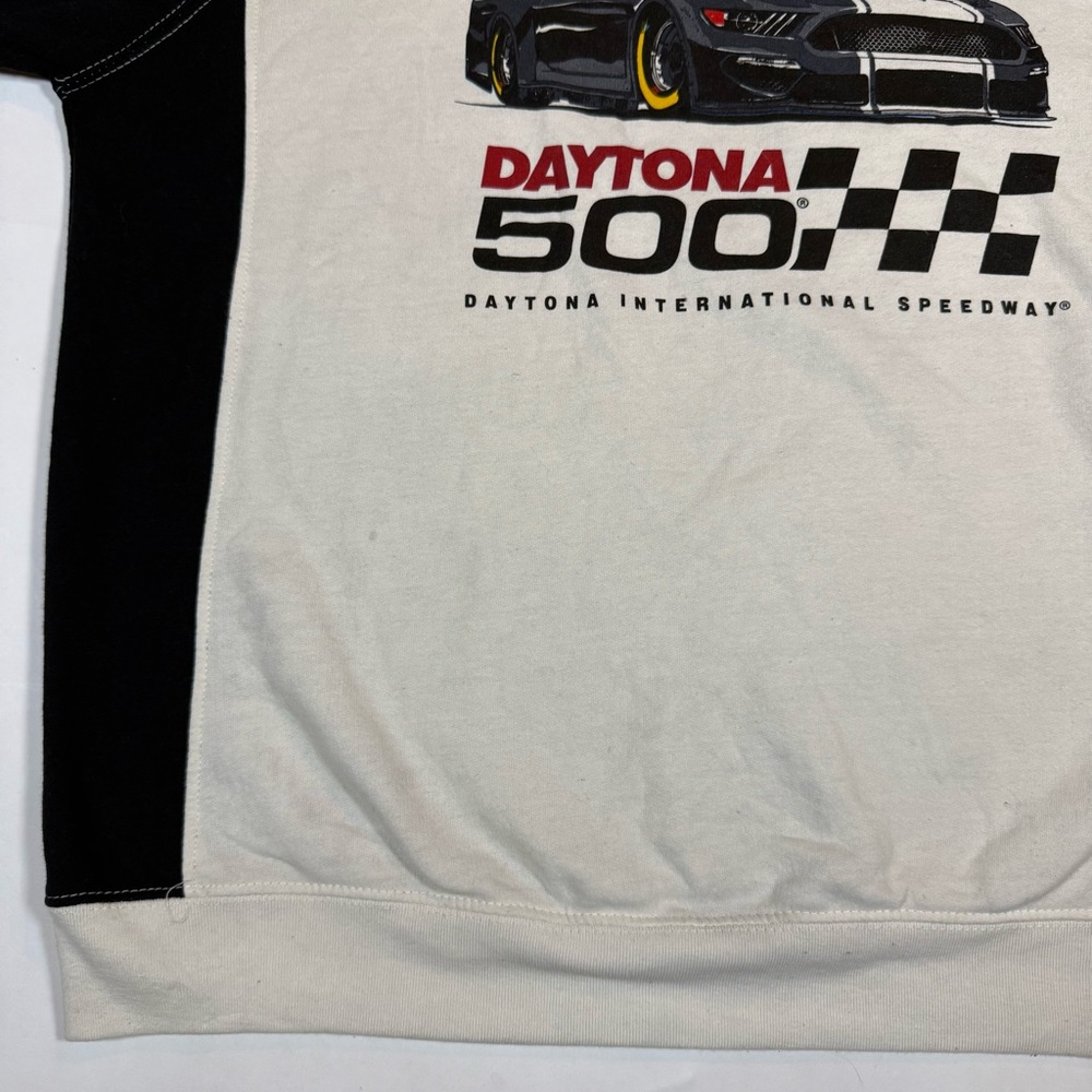 NASCAR Daytona Graphic Crewneck Pullover Sweatshirt off white and black 2XL - Picture 9 of 9